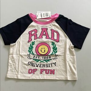 Epic Threads Black and White Raglan Tee with Pink Trim
